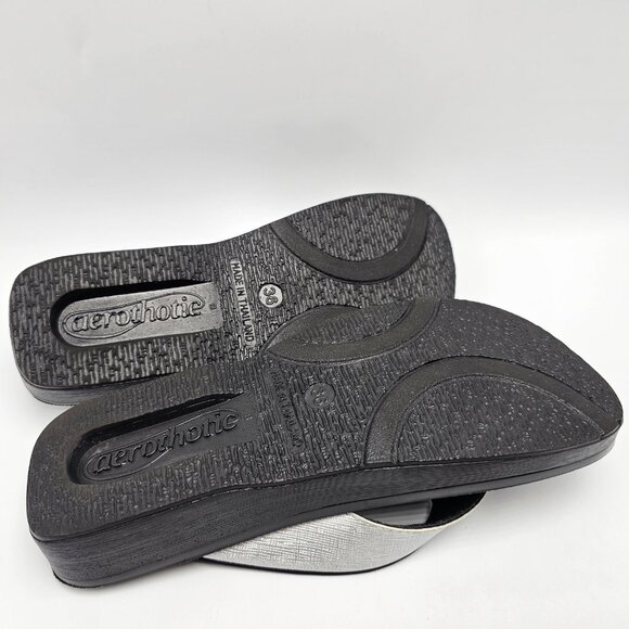 AEROTHOTIC Arch Support silver Flip Flops Sandals 36 Thongs Shoes Silver Slip On - Picture 6 of 11